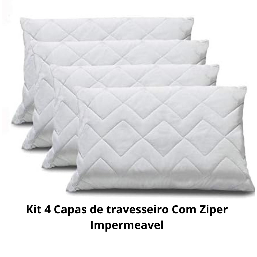 Kit 4 Capas Para Travesseiro Impermeavel Matelado Com Zíper