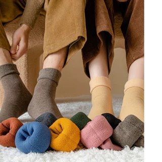 Meias Grossas De Lã Térmicas Flexíveis Coloridas Femininas De Inverno