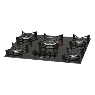 Cooktop à Gás Fischer 5 Bocas Tripla Chama Fit Line Vidro