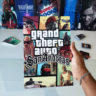 GTA: San Andreas Placa decorativa mdf quadro decoração presente Jogos / Games / Setup Gamer