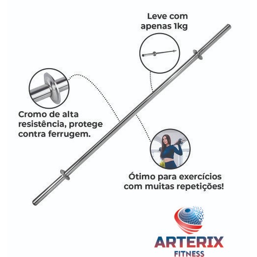 Barra Body Pump 1,20m 25mm Oca Para Treino E Academia Cromada