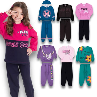 Kit 6 Peças Moletom Feminino Infantil Conjunto Menina Inverno Manga Longa Sortido