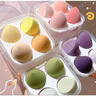 Conjunto de 4 Esponjas de Maquiagem com estojo