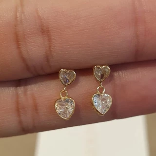 Brinco coraçao em ouro 18k teor 750 pendurado Com coração 5mm com certificado de garantia