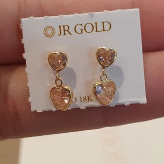 Brinco em ouro 18k coração pendurados com certificado de garantia