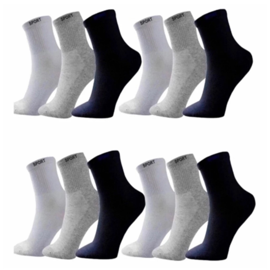 15 Pares Meias Cano Alto Sport Algodao