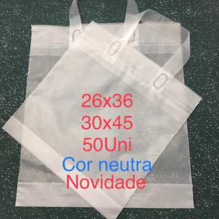 SACOLA ALÇA FITA NEUTRA/TRANSPARENTE 50UNi.