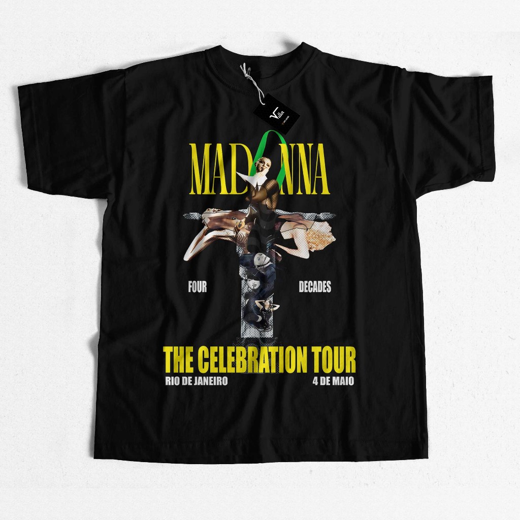 Camiseta Madonna Rio de Janeiro The Celebration Tour RJ 4 de maio copacabana show gratuíto