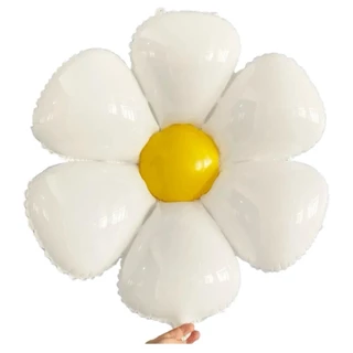 5 Balão Metalizado Flor Margarida Branca Gigante 78cm