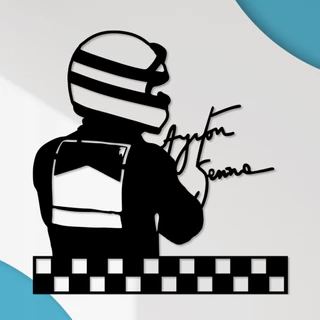 Quadro Decorativo Vazado Ayrton Senna MDF 3mm Preto Fosco