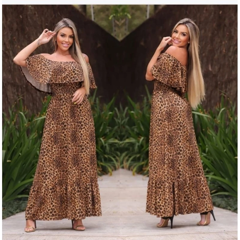 Vestido longo ombro a ombro