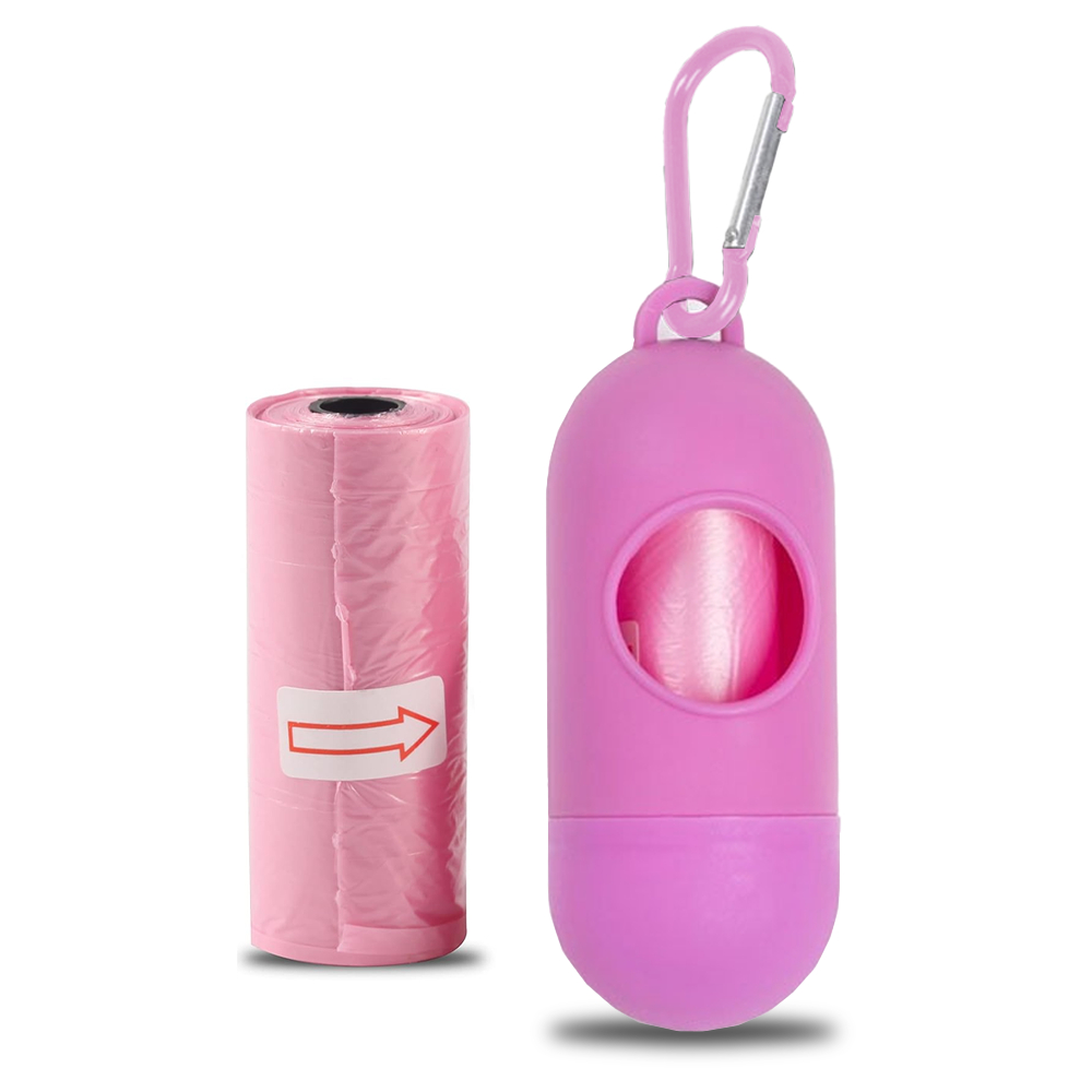 Kit Cata Caca Fezes Porta Saquinhos + 2 Refil Rolo Pet Cachorro Gato Passeio Viagem