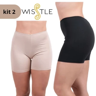 Kit 2 Peças Short Anágua Liso Segunda Pele Helanca Light Conforto Feminino Moda Íntima