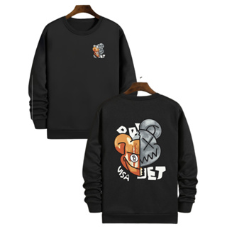 Moletom Blusa De Frio Careca Sem Capuz Strretwear Unissex Gráfico Desenho Urso Duas Faces Algodão Casual