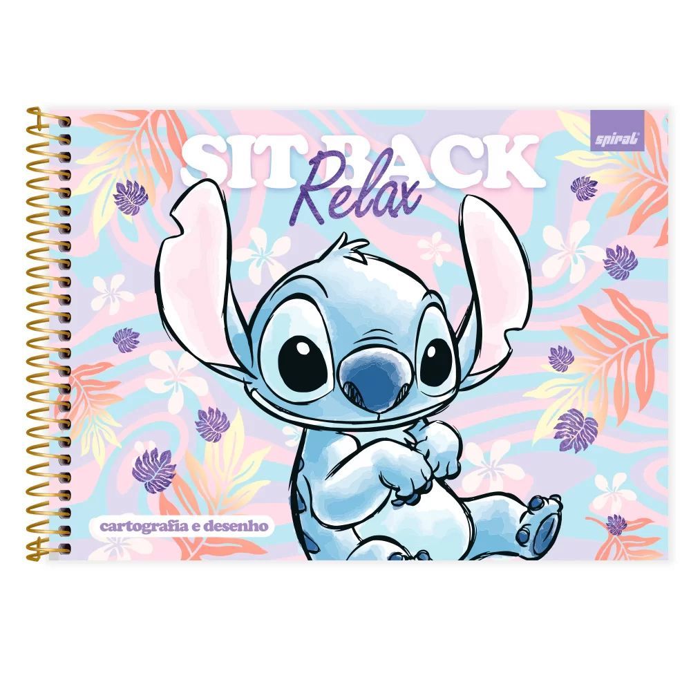 Caderno Cartografia e Desenho Capa Dura 80 Folhas Stitch | Shopee Brasil