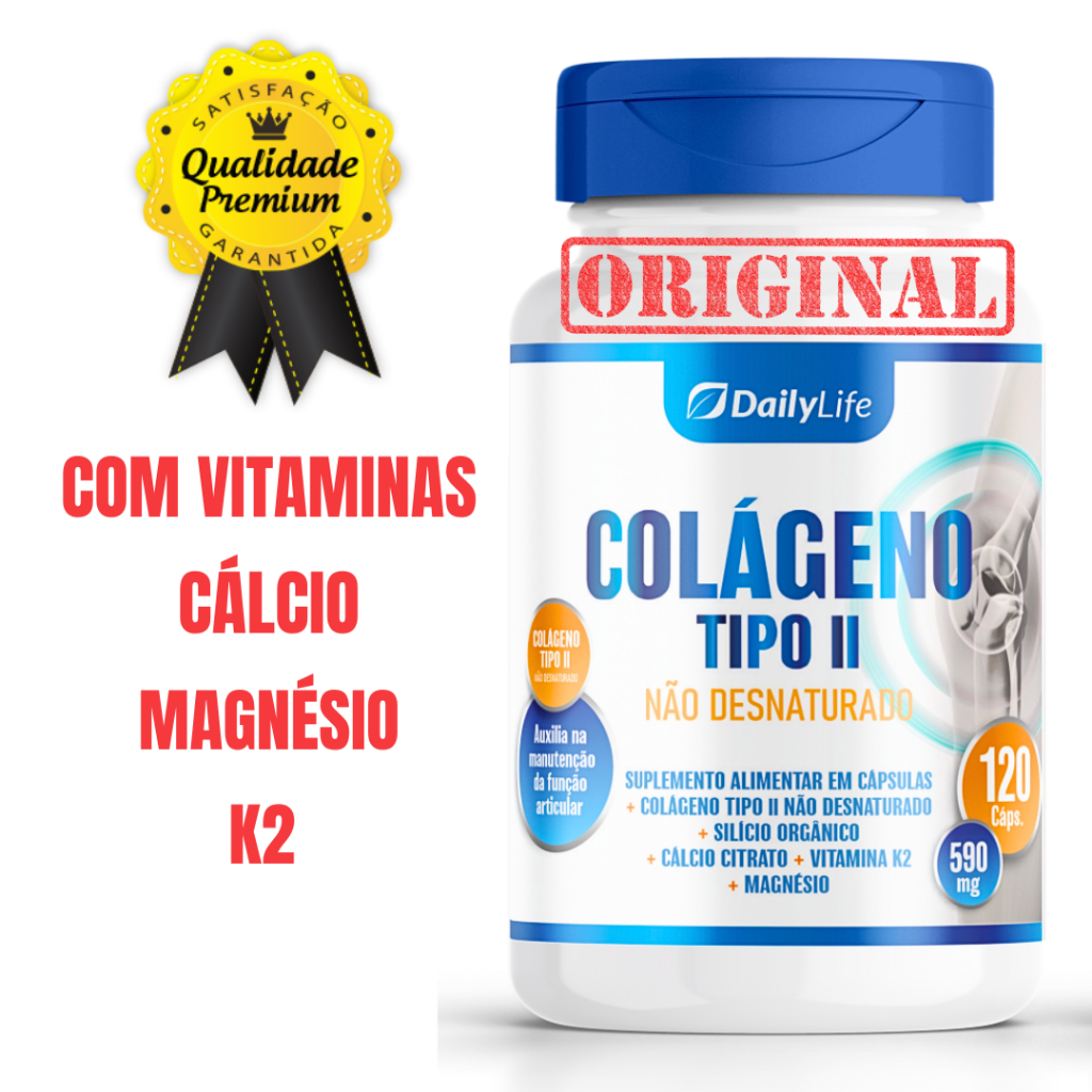 Colágeno Tipo 2 Original Com Vitaminas Daily 120 Cápsulas 690mg Para ...