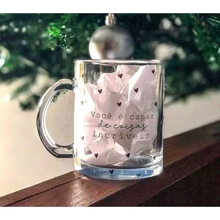 Caneca de vidro transparente Personalizada