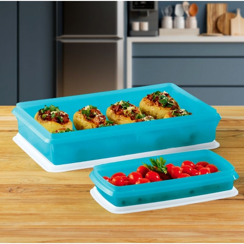 Boîte Frigo Ventilée Tupperware Rectangulaire - 350 Ml - Bleu Clair - Occasion