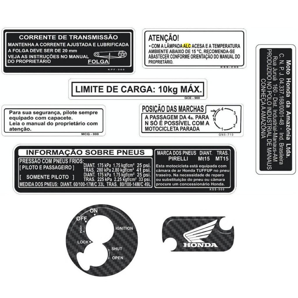 Adesivo Protetor Relevo Chave Ignição e freio BIZ 2011 a 2016 e etiqueta advertencia