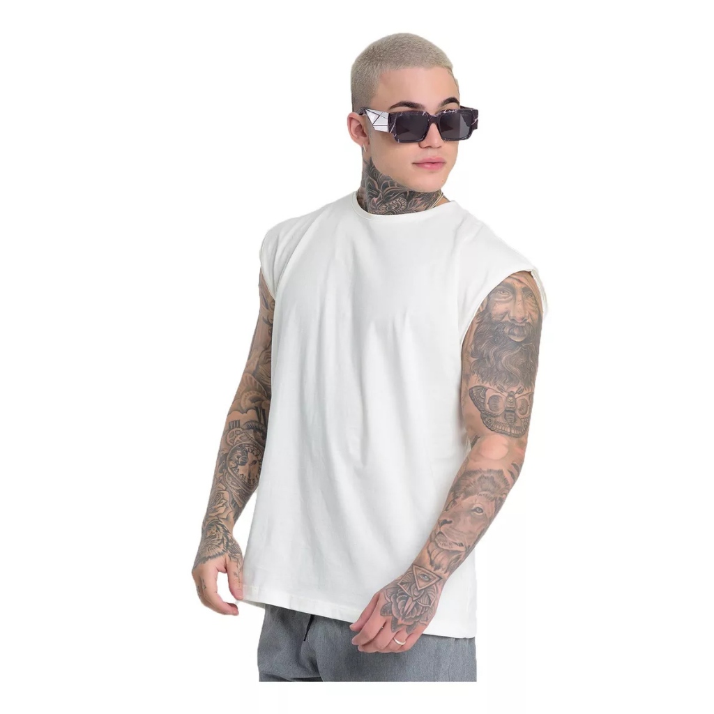 Camisa Oversized Masculina Preta Regata Over Machão