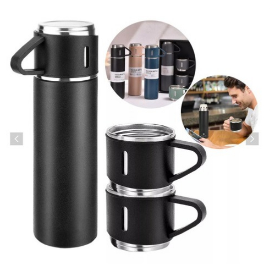 THERMOSセット Kit Garrafa Térmica Vacuum Flask Set 500ml Com 3 Xícaras Squeeze