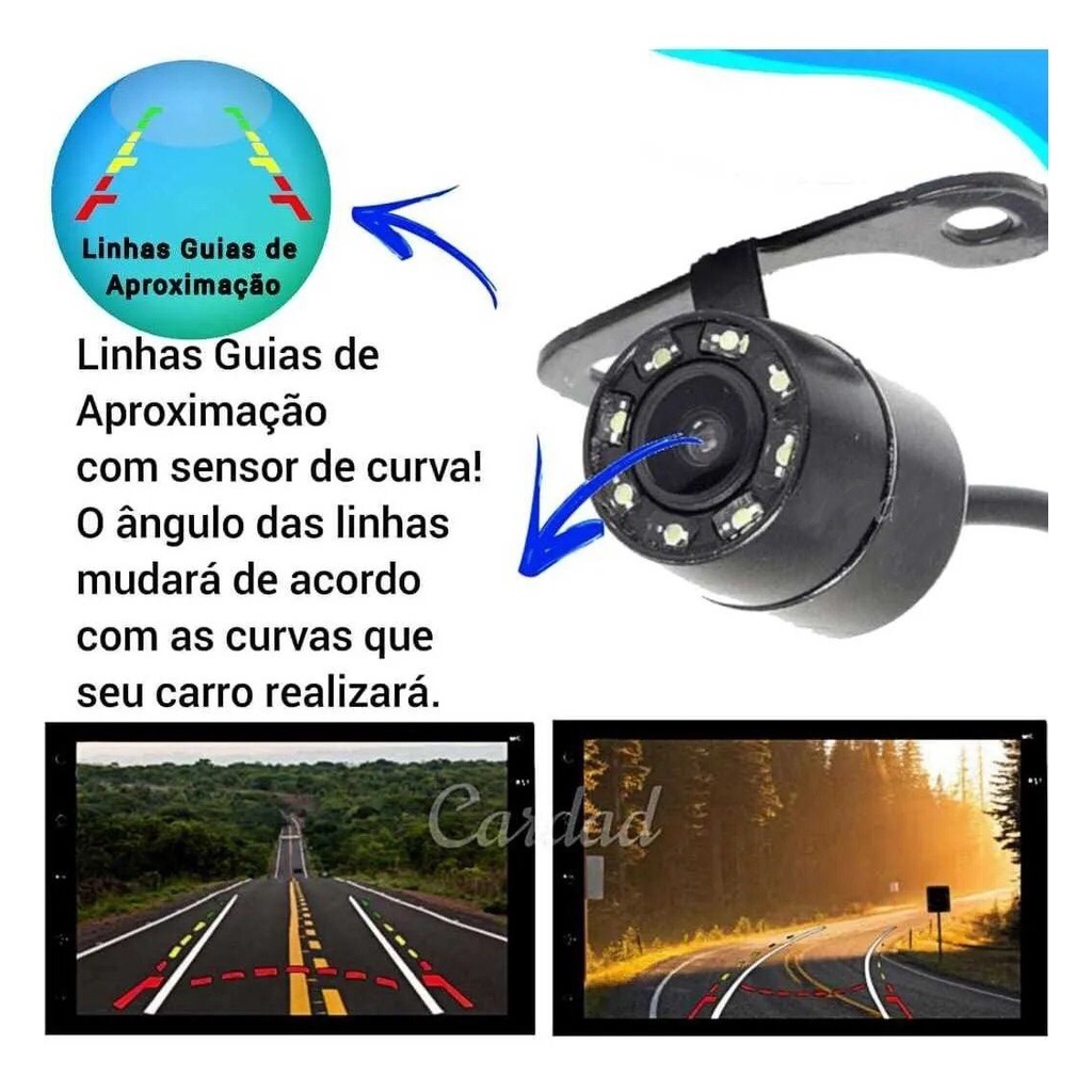 Câmera Veicular De Ré Borboleta 8 Led Visão Noturna Envio 24