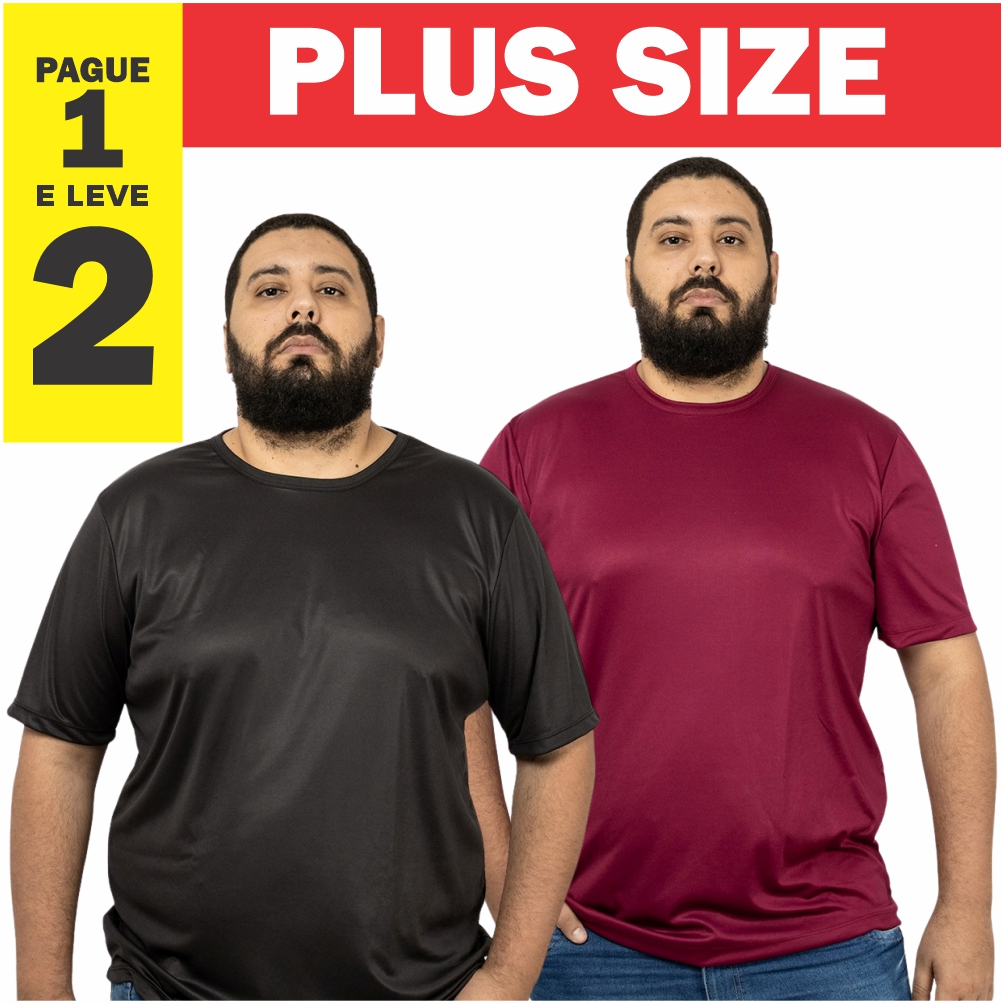 Kit 2 Camiseta Plus Size Dry Fit Masculina - Casual Treino Academia Esportes Exercícios Corrida - Envio Imediato