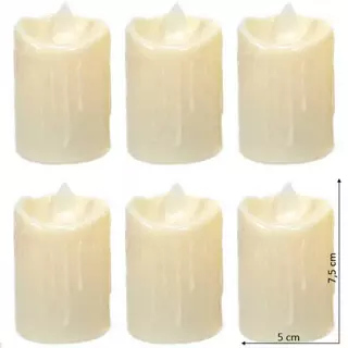 Kit 6 Vela De Led Decorativa Média Com Movimento Da Chama Decoração de Mesa Natal