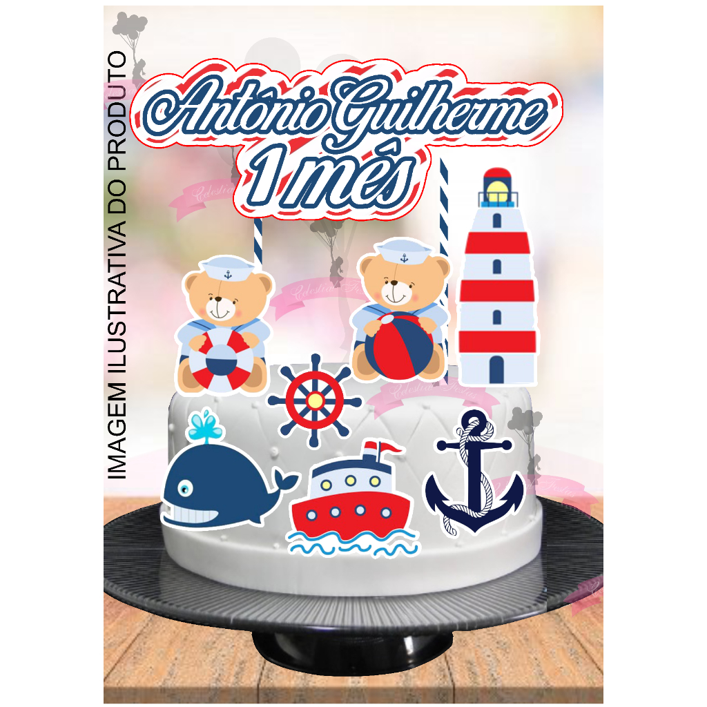 Topo De Bolo Ursinho Marinheiro Shopee Brasil