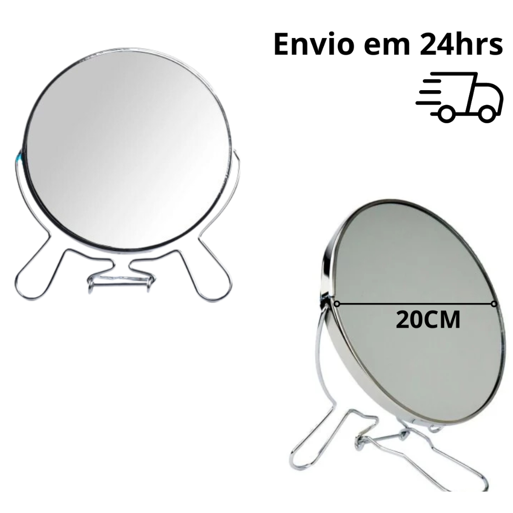 espelho redondo de mesa dupla face 360 de aumento giratorio penteadeira banheiro