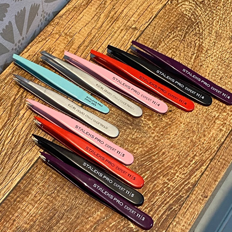 Pinça de Sobrancelhas Staleks Pro - Série Expert - Ponta fina ou Chanfrada - Escolha a cor