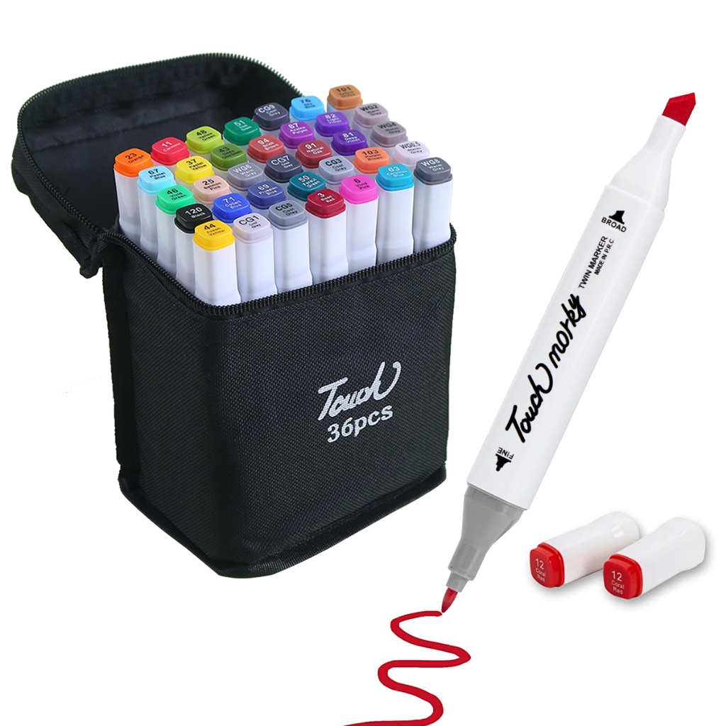 24/36/48/60/80 Cores Caneta Marcadora De Cabeça Dupla Oleosa Montagem Artística Para Estudantes Material Escolar Papelaria