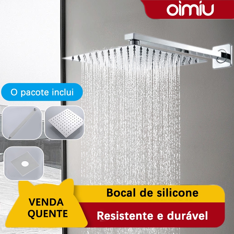 Ducha chuveiro 20x20 quadrado com braço 37cm