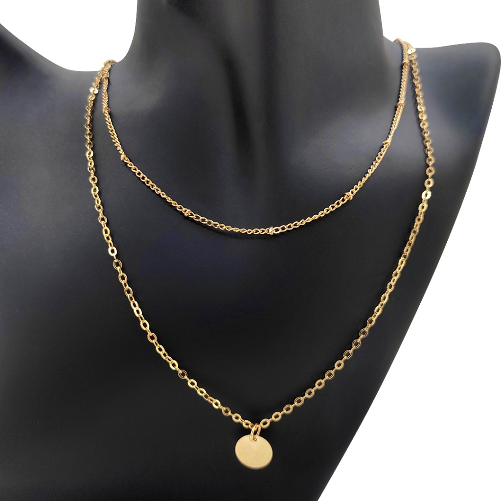 Colar Feminino em Camadas de Corrente com Pingentes de Moeda Jóias ...