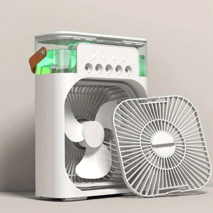 Mini Ar Condicionado Climatizado Umidificador Ventilador Portátil Com Led USB Quarto Sala Mesa Reservatório De Água 600ml Alça