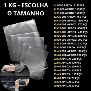 1kg Embalagem Plástica PP Brilhante Transparente Cristal, Saquinho Incolor Brilhoso, Transparente Para Roupas, Presentes, Cestas e Embalagens em Geral.