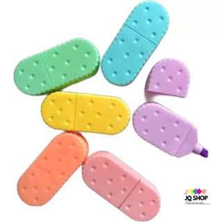 6 Cores Pastel Marca Texto ponta Chanfrada em formato de Biscoito OVAL