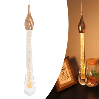 Luminária Pendente Gota Brilho Led Dourado Cristal Pd17