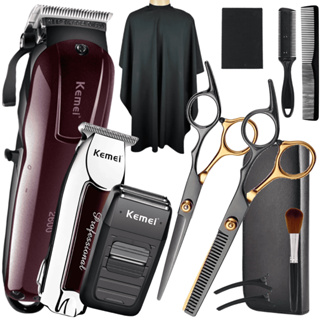 Maquina Corta Cabelo Maquina Shaver e de Acabamento + Tesouras Barbeiro Profissional Tesoura Fio Navalha e Desfiadeira Desbaste Maquina de Cortar Cabelo Kit Barbeiro