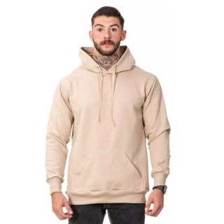 Moletom Liso Blusa De Frio Masculino Algodão Com Bolsos E Capuz