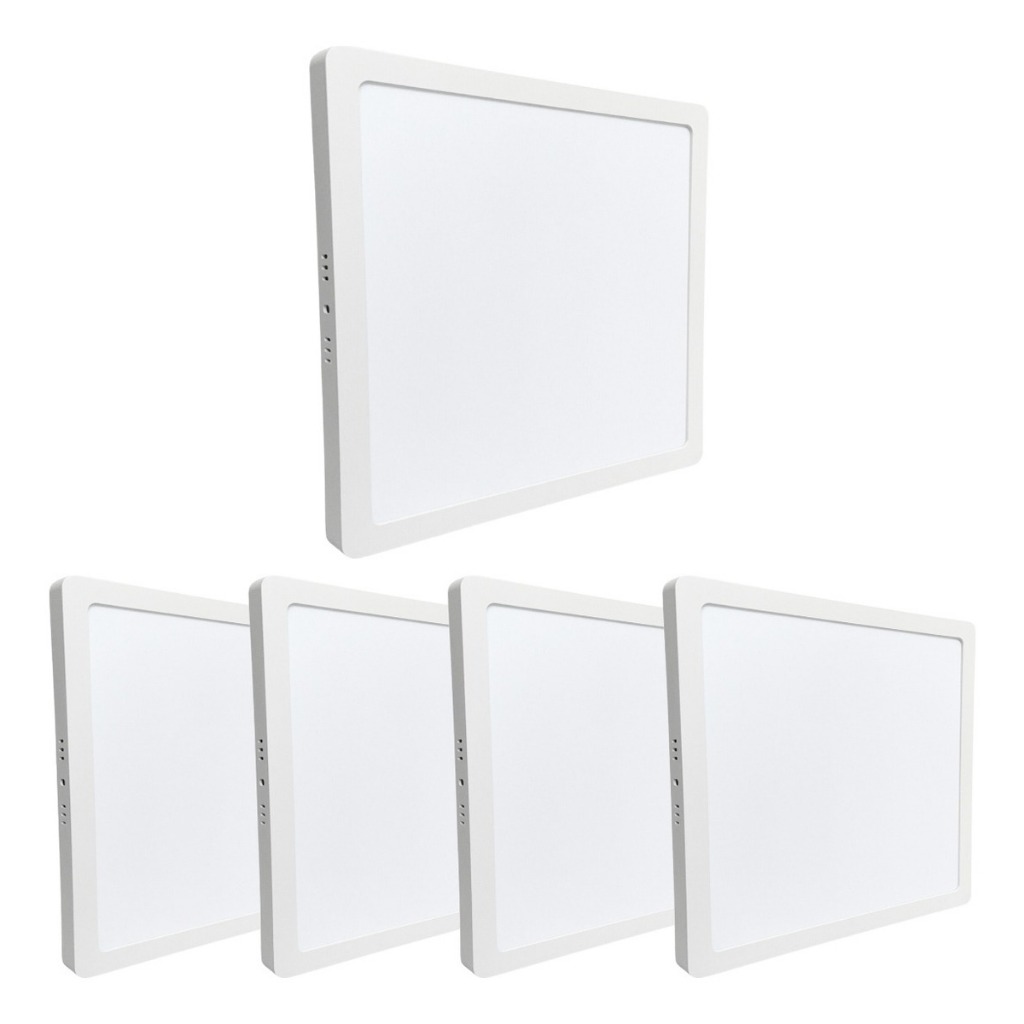 Kit 5 Painel Plafon Sobrepor Quadrado Led 24w Teto Bivolt