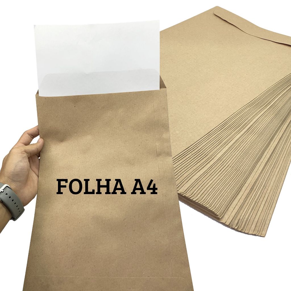 50 UNID ENVELOPE KRAFT PARA ESCRITORIO DOCUMENTO FOLHA A4 229X324 MM ...