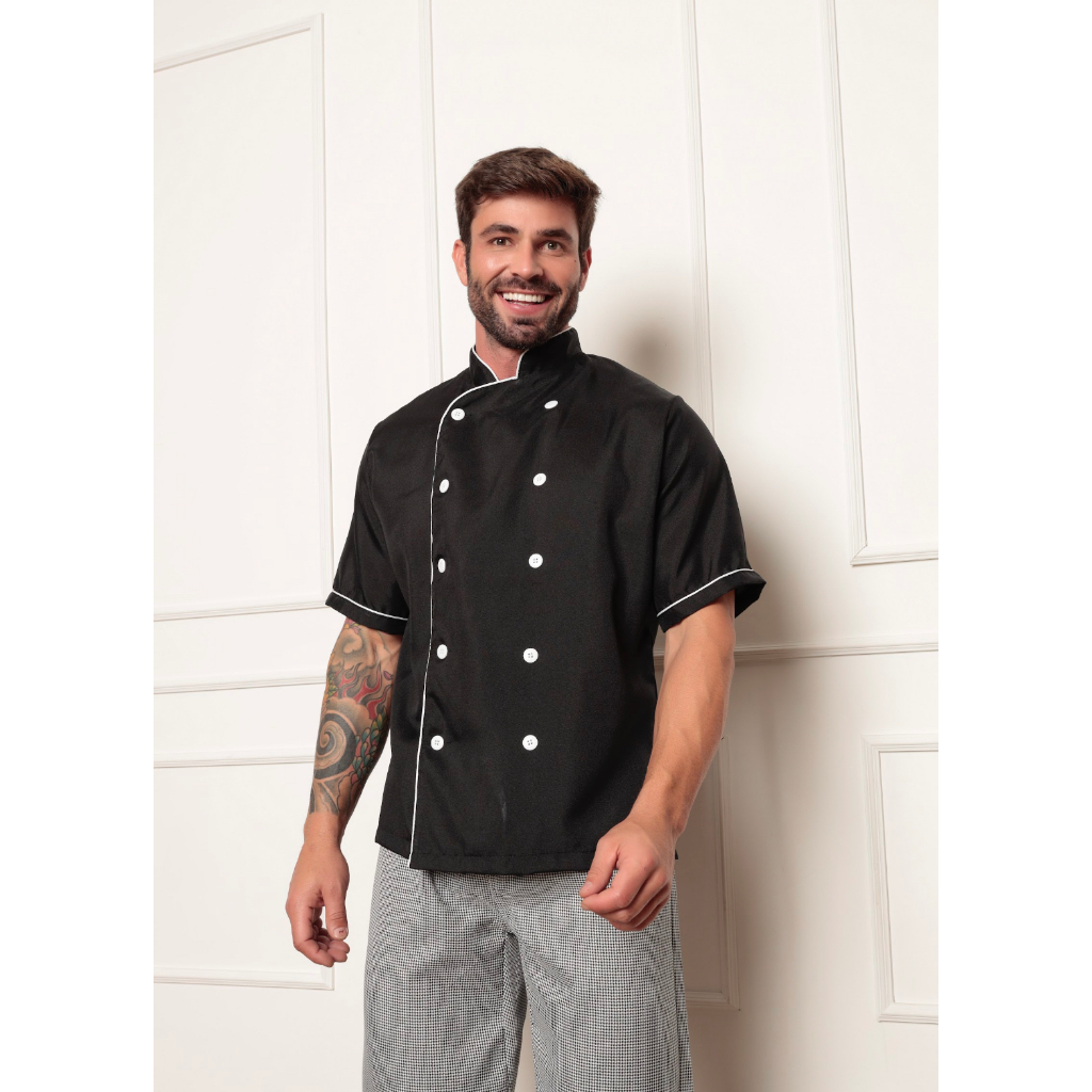 Dolma Chef Masculina Emerald Preto Gardenia Uniformes