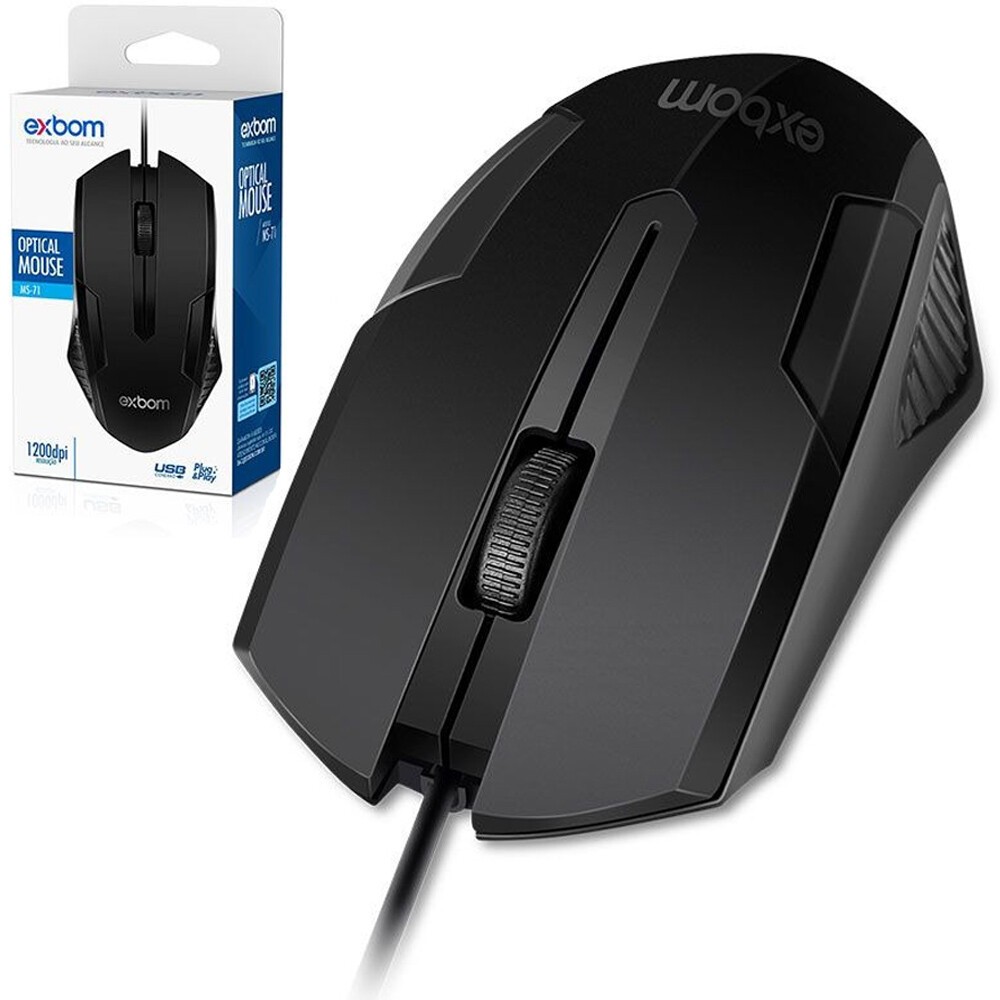 Mouse Óptico com Fio Usb Black 03950 - MS-71 - Escorrega o Preço