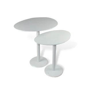 Kit 2 Mesas Laterais Monopé Design Orgânico 53 / 63 Cm - Off White