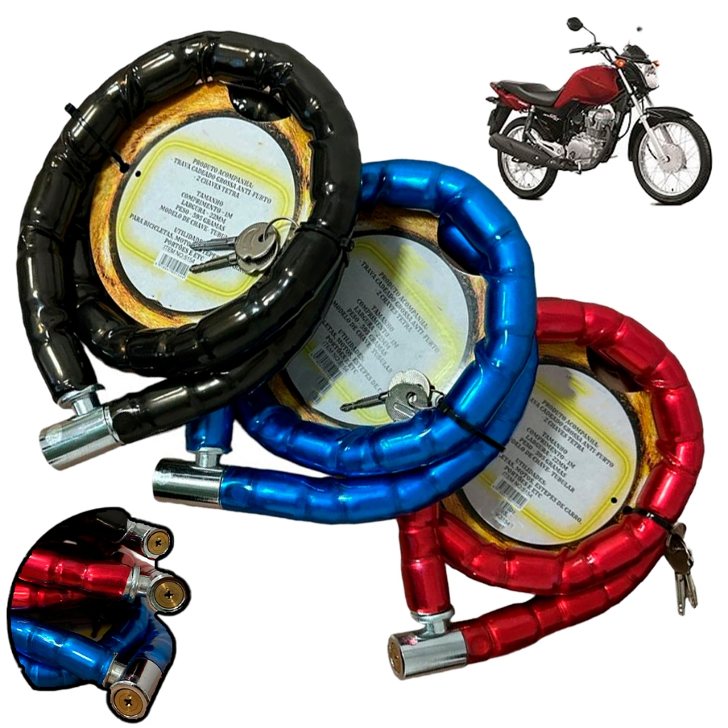 Cadeado Para Moto Bicicleta Bike Capacete Portão Corrente Anti-furto