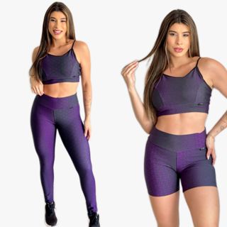 Conjunto Academia Feminino 3 peças(Top, Short e calça Legging) Diversas  Estampas Fitness