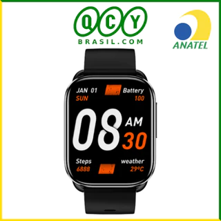 Relógio Smartwatch QCY GS S6 Screen 2.02 Health Control e moldura cinza escuro