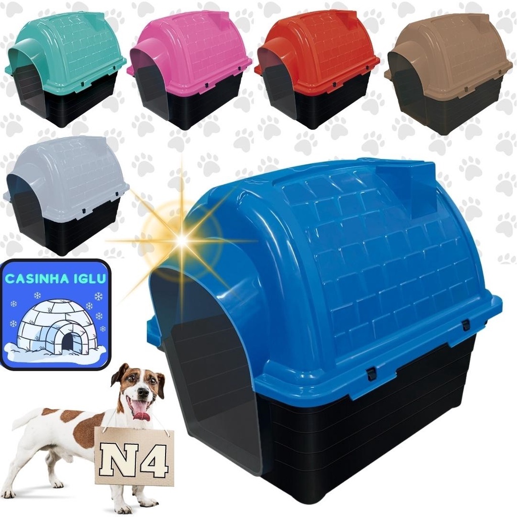 Casinha Cachorro N4 Casa Iglu Pet Com Proteção Raios UV Furacão Pet ...