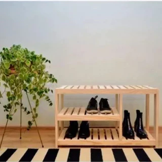 Sapateira Com Banco Alpínia Vaso Para Flores Enfeites Livros Suporte Diversos Em Madeira Natural
